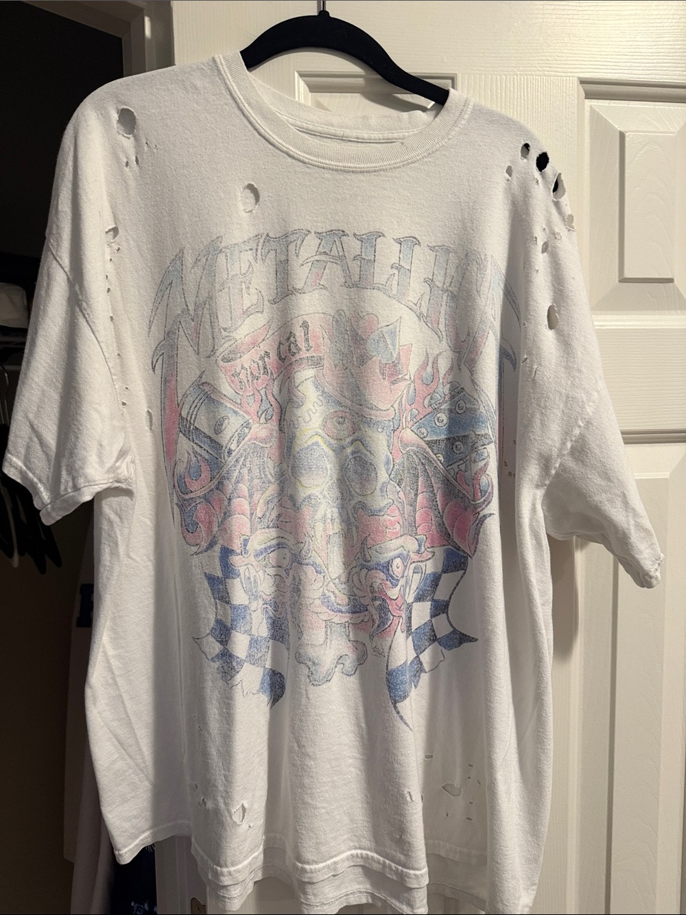 Metallica Graphic Tee - White Distressed Band Shirt